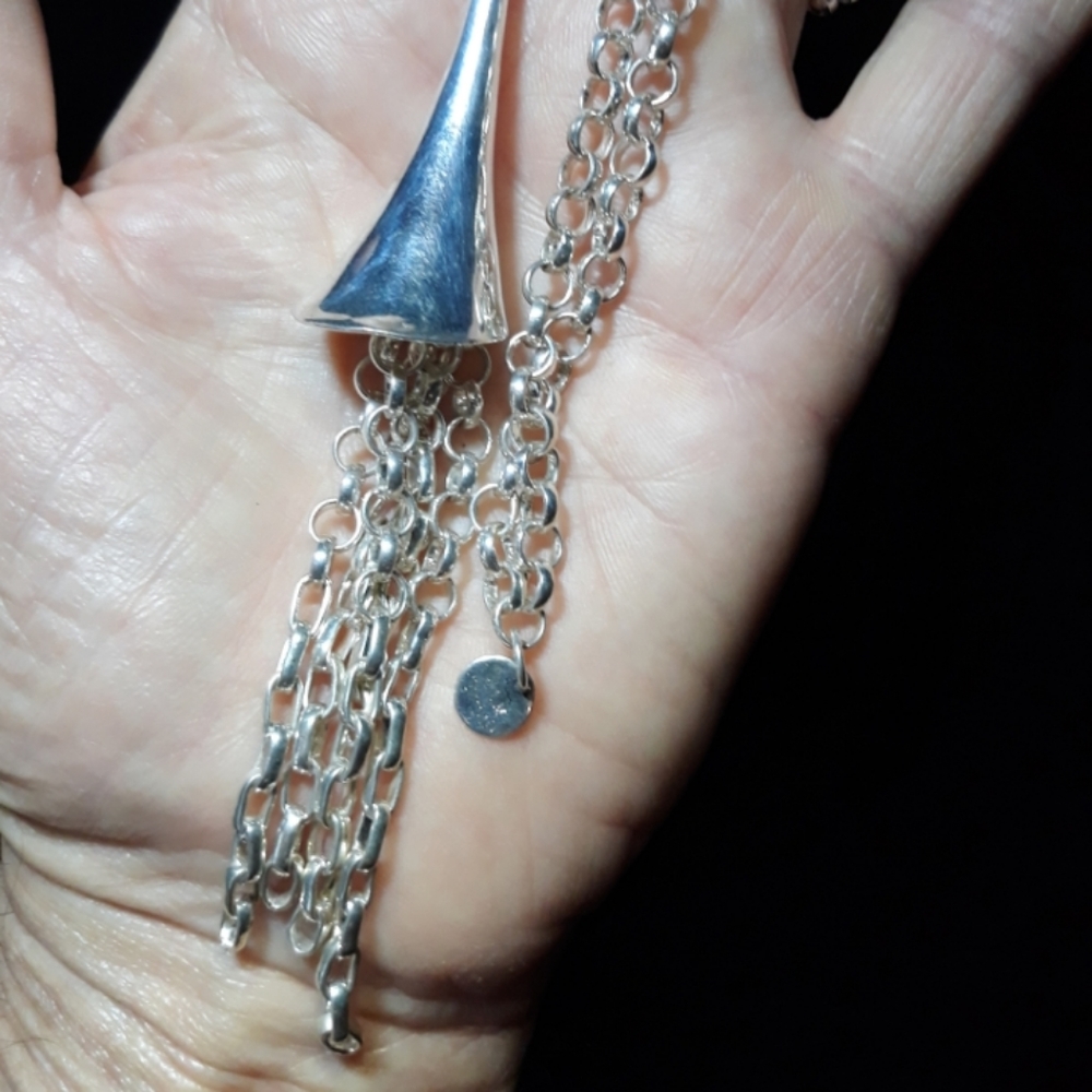 Vintage Sterling Silver Tassel Necklace  Q5